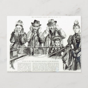 Bezoekers bij de tentoonstelling van Parijs Briefkaart