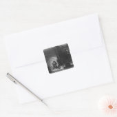 Bezoekers bij de werken vierkante sticker (Envelop)