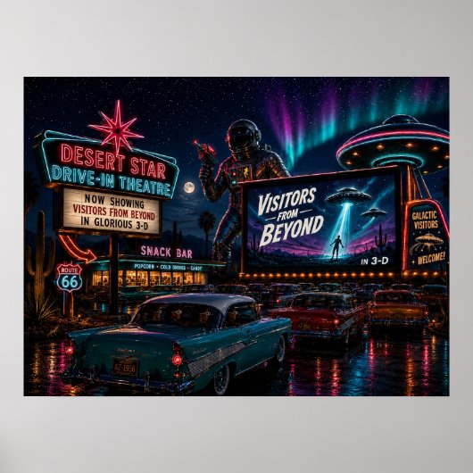 Bezoekers uit Beyond Retro Sci-Fi Drive-In Poster (Voorkant)