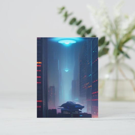 Bezoekers uit de ruimte briefkaart (Staand voorkant)