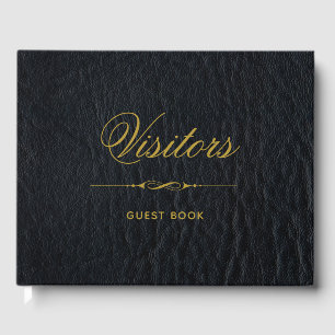 Bezoekers zwarte leder met elegante borst gastenboek