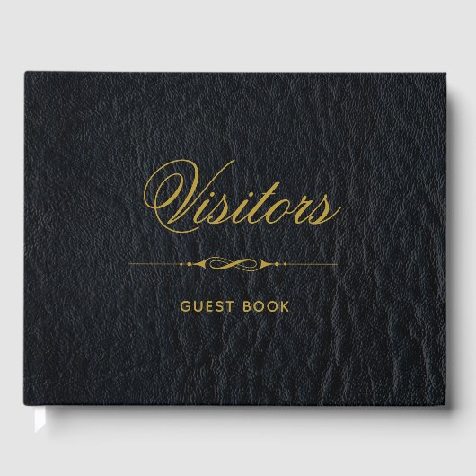 Bezoekers zwarte leder met elegante borst gastenboek (Voorkant)