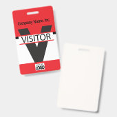 Bezoekersbadge met uw Logo - Rood Badge (Voor- en achterkant)