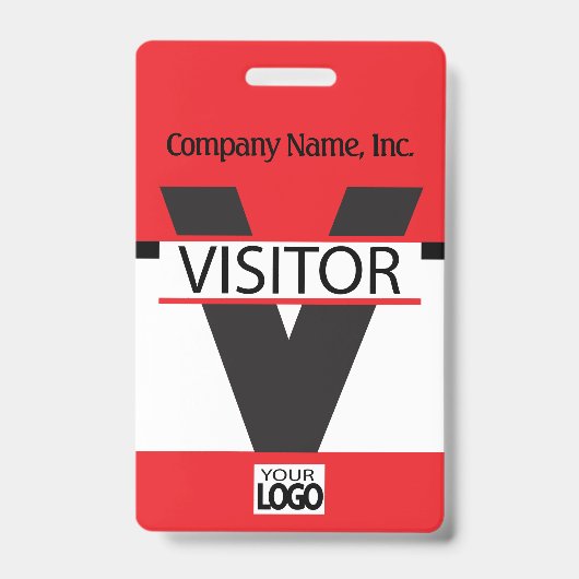 Bezoekersbadge met uw Logo - Rood Badge (Voorzijde)