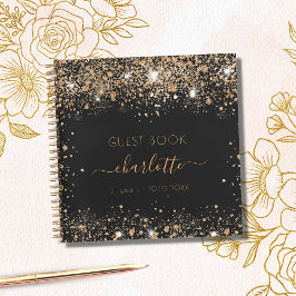 Bezoekersboek verjaardag zwart goud glitter naam s notitieboek