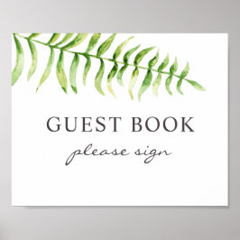 Bezoekersboekje. Waterverf fern. Greenery bruiloft Poster