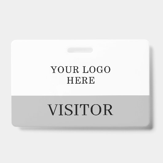 Bezoekersidentiteitskaart in Wit & Grijs Horizonta Badge (Voorzijde)