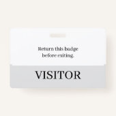 Bezoekersidentiteitskaart in Wit & Grijs Horizonta Badge (Achterkant)