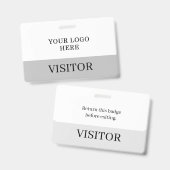 Bezoekersidentiteitskaart in Wit & Grijs Horizonta Badge (Voor- en achterkant)