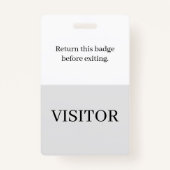 Bezoekersidentiteitskaart in Wit & Grijs Verticaal Badge (Achterkant)