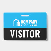 Bezoekerspas ID Logo Bouw QR Code Blauw Badge (Voorzijde)