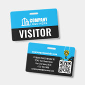 Bezoekerspas ID Logo Bouw QR Code Blauw Badge (Voor- en achterkant)