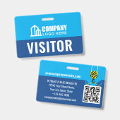 Bezoekerspas ID Logo Bouw QR Code Marineblauw Badge (Voor- en achterkant)