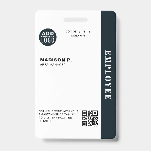 Bezoekerspas met aangepaste QR-code voor personeel Badge (Voorzijde)