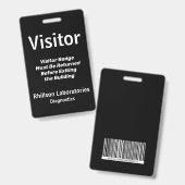 Bezoekerspas zwart en wit verticaal ontwerp badge (Voor- en achterkant)