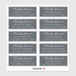 Bezorg aan Script Huwelijksgast Adres Off-Black Sticker