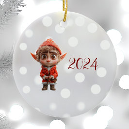 Bezorgd Little Elf Kerst Elf Keramisch Ornament
