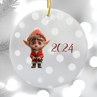 Bezorgd Little Elf Kerst Elf Keramisch Ornament