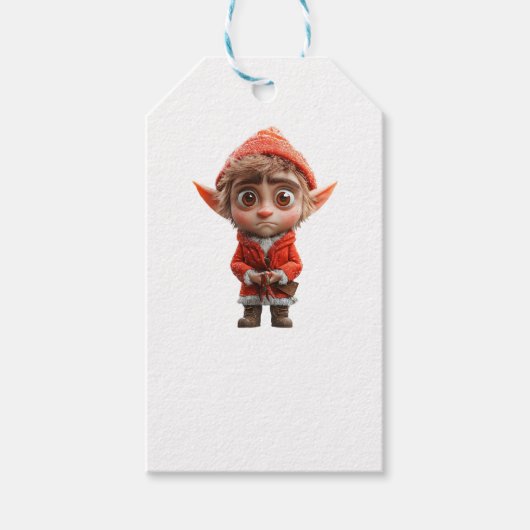 Bezorgd Little Elf Kraft Gift Labels Cadeaulabel (Voorkant)
