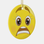 Bezorgde kerstfeestdag in Emoji Keramisch Ornament (Rechts)