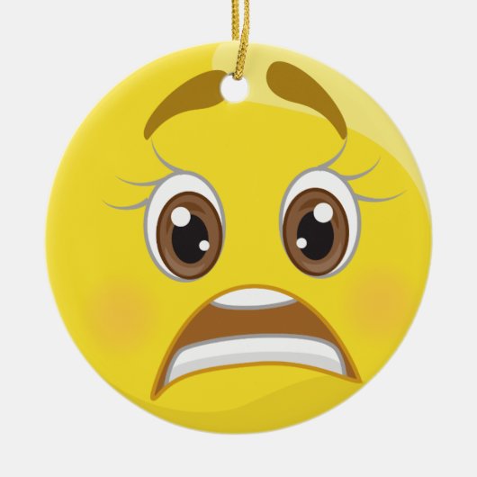 Bezorgde kerstfeestdag in Emoji Keramisch Ornament (Voorkant)