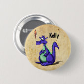 Bezorgde Paarse Draak Cartoon Ronde Button 5,7 Cm (Voorkant /achterkant)