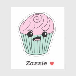 Bezorgde Roze Cupcake Sticker