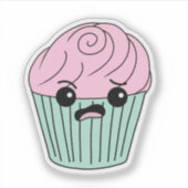 Bezorgde Roze Cupcake Sticker (Voorkant)