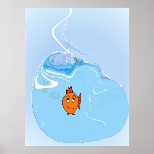 Bezorgde vis met bubbels poster (Voorkant)