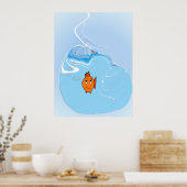 Bezorgde vis met bubbels poster (Keuken)