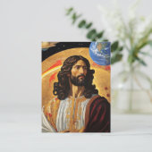 *~* Bezorgdheid Jesus Planet Earth AP50 Kosmos Briefkaart (Staand voorkant)