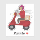 Bezorger op een scooter rijden sticker (Vel)