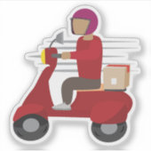 Bezorger op een scooter rijden sticker (Voorkant)