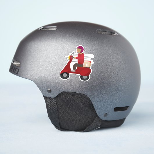 Bezorger op een scooter rijden sticker (Helm Zijkant)