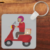 Bezorger op een scooter rijdend sleutelhanger (Achterkant)