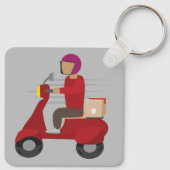 Bezorger op een scooter rijdend sleutelhanger (Achterkant)
