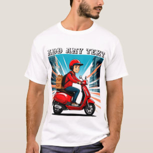 Bezorger op moderne scooter t-shirt