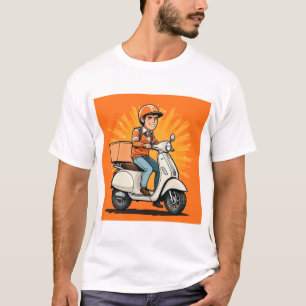 Bezorger op moderne scooter t-shirt