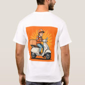 Bezorger op moderne scooter t-shirt (Achterkant)