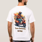 Bezorger op moderne scooter t-shirt (Achterkant)