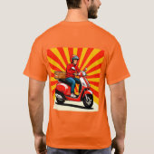 Bezorger op moderne scooter t-shirt (Achterkant)