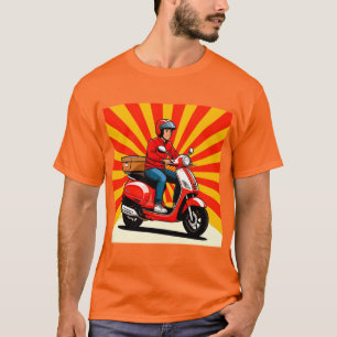 Bezorger op moderne scooter t-shirt