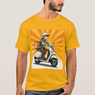 Bezorger op moderne scooter t-shirt