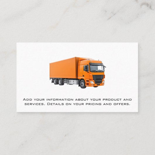 Bezorging Transport Vrachtwagen | Bouw Visitekaartje (Achterkant)