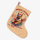 bezorging van de noordpool van de duitse herder grote kerstsok (Voorkant (Hangend))