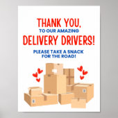 Bezorgingschauffeur Bedankt Bord Poster (Voorkant)