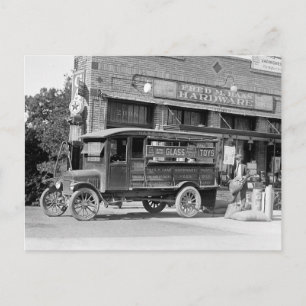 Bezorgingswagen ijzerwarenhandel, 1924. Oude foto Briefkaart