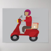 Bezorgpersoon op een scooter poster (Voorkant)