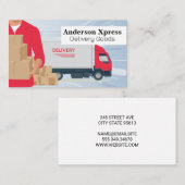 Bezorgtruck en koerier met dozen visitekaartje (Voorkant / Achterkant)