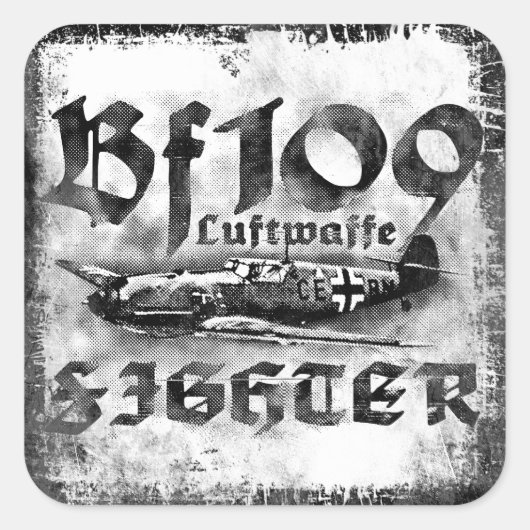 Bf 109 Vierkante Sticker (Voorkant)